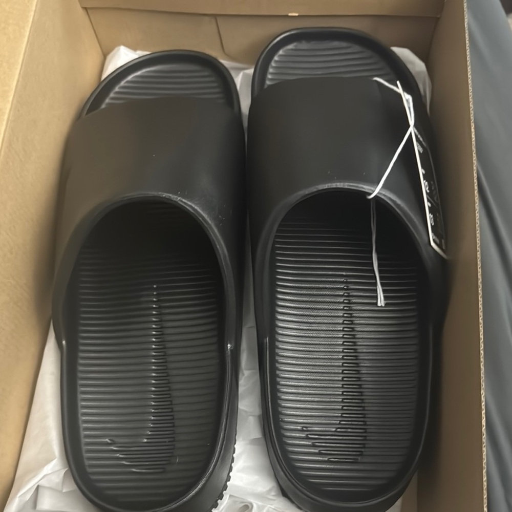 Nike Black Calm Slides! 12! Brand new! W tags and box!